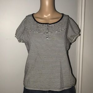 St. John’s Bay Black and White Stripes Top Sz S